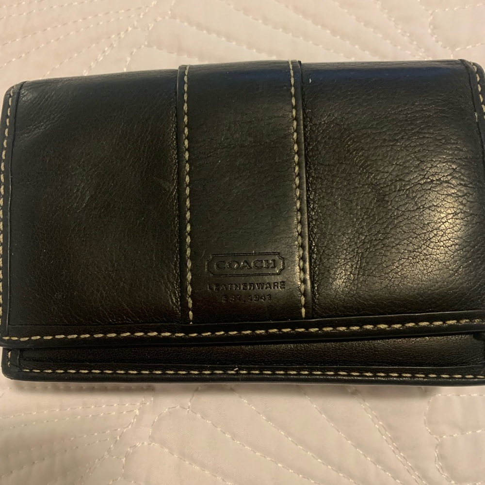Coach Black Leather Bi-Fold Wallet small